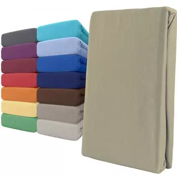 Простыня на подкладке из джерси 180x200-200x220 см бежевого цвета с резинкой по всему периметру leonado vicenti