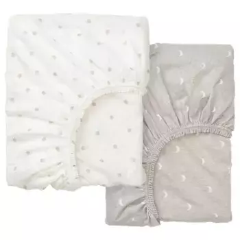 Простыня на подкладке из хлопка, белая/коричневая, 60х120 см, 2 шт. LENAST IKEA