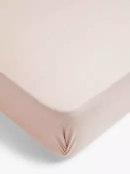 Простыня на подкладке из хлопка John Lewis Grip, розовая, одинарная