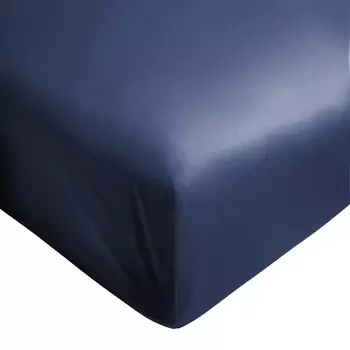 Простыня на подкладке из хлопкового атласа - Зеркало Lisola, темно-синий, односпальный