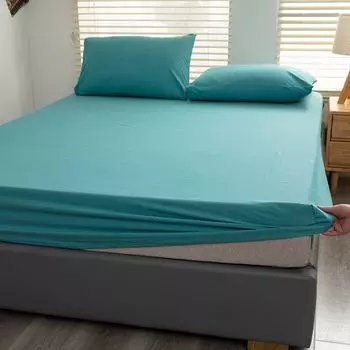 Простыня на подкладке Простыня из 100% хлопка, 200 х 220 см, без наволочек, подходит для матраса до 25 см (голубое озеро) CANDeal