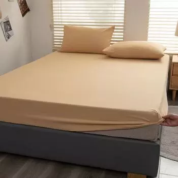 Простыня на подкладке Простыня из 100% хлопка, 150 х 200 см, с 2 наволочками, подходит для матраса до 25 см (хаки) CANDeal