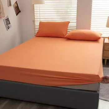Простыня на подкладке Простыня из 100% хлопка, 150 х 200 см, с 2 наволочками, подходит для матраса до 25 см (оранжевый) CANDeal