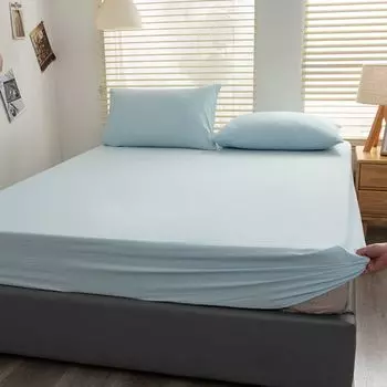 Простыня на подкладке Простыня из 100% хлопка, 200 х 220 см, с 2 наволочками, подходит для матраса до 25 см (голубой) CANDeal