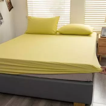 Простыня на подкладке Простыня из 100% хлопка, 200х220см, с 2 наволочками, подходит для матраса до 25см (желтого цвета) CANDeal