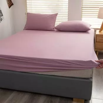 Простыня на подкладке Простыня из 100% хлопка, 180 х 200 см, с 2 наволочками, подходит для матраса до 25 см (фиолетовый) CANDeal