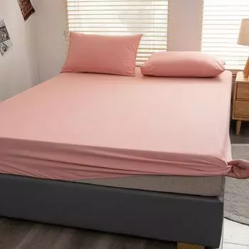 Простыня на подкладке Простыня из 100% хлопка, 200х220см, с 2-мя наволочками, подходит для матраса до 25см (розовый) CANDeal