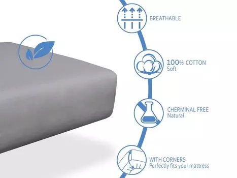 Простыня на резинке 100% чесаный хлопок 80Х160, в упаковке 2 шт. жемчужно-серого и белого цвета. Идеально подходит для кроватей Монтессори Dormalit