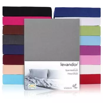 Простыня на резинке 100% хлопок трикотаж KO TEX Standard 100 (120 х 200 см - 130 х 200 см, высота планки 30 см, красная levandor