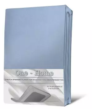 Простыня на резинке 180х200 - 200х220 см, голубой эластан, коробочка, пружинная кровать, водяная кровать One-Home