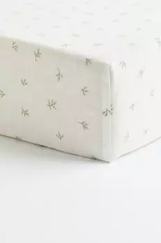 Простыня на резинке H&M Home Floral, белый