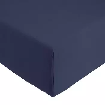 Простыня на резинке из чистого хлопка - Лицо Lisola, темно-синий, двуспальный
