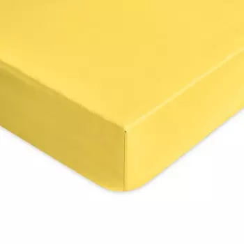 Простыня на резинке из чистого хлопка однотонного цвета - Tortona. Lisola Basic, желтый, Piazza e Mezza