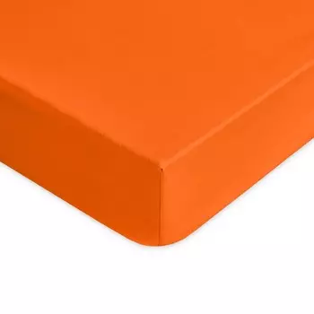 Простыня на резинке из чистого хлопка однотонного цвета - Tortona. Lisola Basic, апельсин, Piazza e Mezza