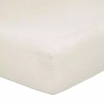 Простыня на резинке из чистого льна, стирка камнями, без глажки - роскошь Lisola Stone, слоновая кость, двуспальный