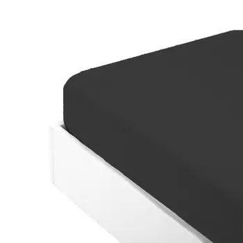 Простыня на резинке из хлопкового перкаля однотонного цвета - Arianna Fazzini, свинец, Piazza e Mezza