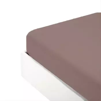 Простыня на резинке из хлопкового перкаля однотонного цвета - Arianna Fazzini, бохо розовый, односпальный