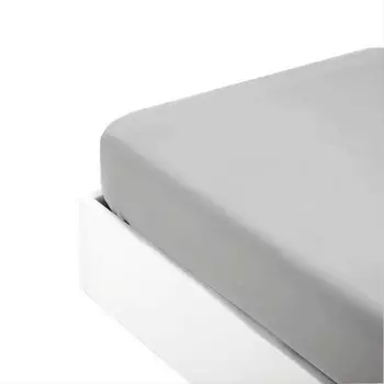 Простыня на резинке из хлопкового перкаля однотонного цвета - Arianna Fazzini, серый, односпальный