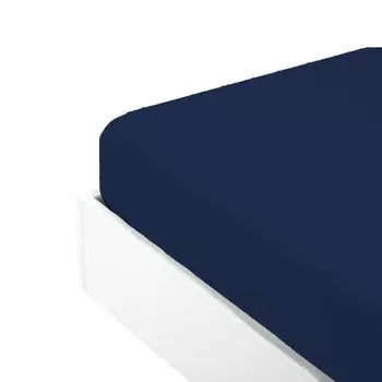 Простыня на резинке из хлопкового перкаля однотонного цвета - Arianna Fazzini, синий, Piazza e Mezza