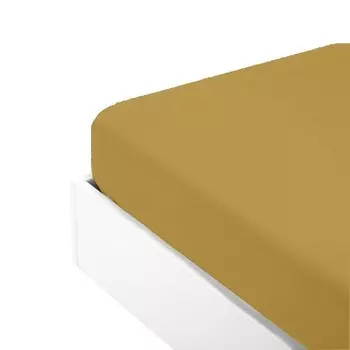 Простыня на резинке из хлопкового перкаля однотонного цвета - Arianna Fazzini, золото, односпальный