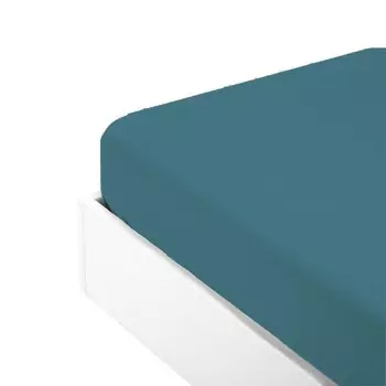 Простыня на резинке из хлопкового перкаля однотонного цвета - Arianna Fazzini, павлин, Piazza e Mezza