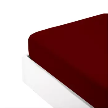 Простыня на резинке из однотонного хлопкового перкаля - NK Colors NK, скарлет, двуспальный