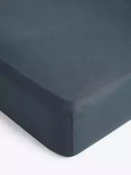 Простыня на резинке John Lewis Comfy & Relaxed Washed Linen Deep, цвет denim/blue