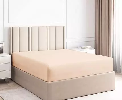 Простыня на резинке лососево-розовая 90х200см +30см 100% хлопок