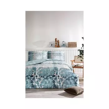 Простыня Ozdilek Klimop Бирюзовый Ranforce, одинарная эластичная простыня, Комплект постельного белья