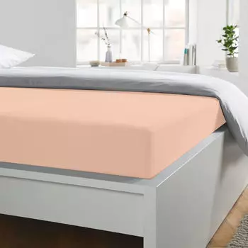 Простыня персикового цвета 100х220см Schlafgut