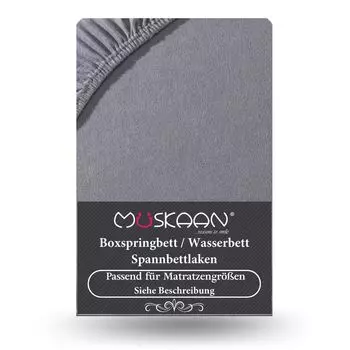 Простыня премиум-класса из джерси 140x200 см - 160x220 см + кровать с пружинным матрасом 40 см с эластаном антрацитового цвета Mskaan