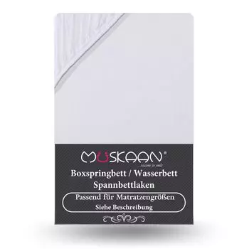 Простыня премиум-класса из джерси 140x200 см - 160x220 см + кровать с пружинным матрасом 40 см с эластаном белого цвета Mskaan