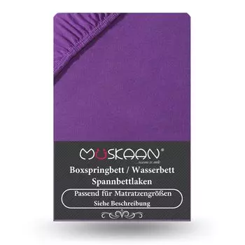 Простыня премиум-класса из джерси 180x200 см - 200x220 см + кровать с пружинным матрасом 40 см с эластаном баклажанового цвета Mskaan