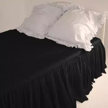 Простыня премиум-класса с рюшами и карманами 100% хлопок 140х200 см - 180х200 см, черная Sleephony, черный