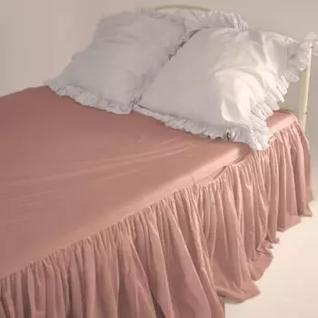 Простыня премиум-класса с рюшами и карманами 100% хлопок 140х200 см - 180х200 см, розовая Sleephony, розовый