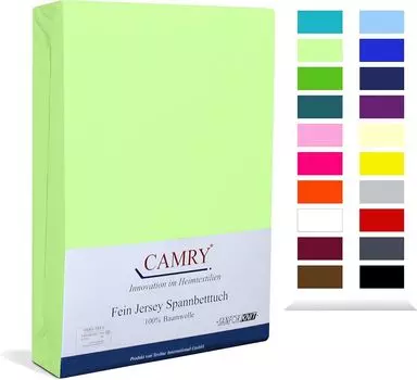 Простыня приталенного джерси Carmy 120х200 - 130х200 см светло-зеленая 100% хлопок Camry