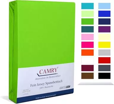 Простыня приталенного джерси Carmy 140х200 - 160х200 см яблочно-зеленый 100% хлопок Camry