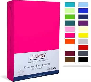 Простыня приталенного джерси Carmy 90х200 - 100х200 см розовая 100% хлопок Camry