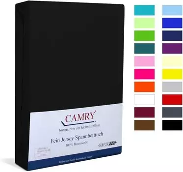 Простыня приталенного джерси Carmy Topper 140х200 - 160х200 см черная 100% хлопок Camry