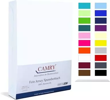 Простыня приталенного джерси Carmy Topper 140х200 - 160х200 см белая 100% хлопок Camry