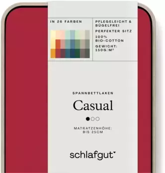Простыня Schlafgut Casual 120-130х200 см, красный