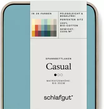 Простыня Schlafgut CASUAL хлопковая 120-130х200 см, цвет petrol mid