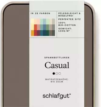 Простыня Schlafgut "CASUAL" хлопковая 120-130х200 см, цвет sand deep