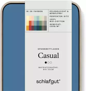 Простыня Schlafgut "CASUAL" хлопковая 140-160х200 см, 1 шт., синий