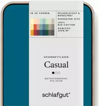 Простыня Schlafgut CASUAL хлопковая 140-160х200 см, цвет petrol deep
