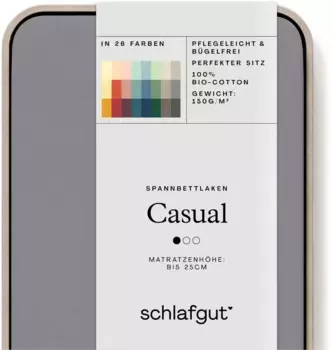 Простыня Schlafgut "CASUAL" хлопковая 180-200х200 см, 1 шт., серый