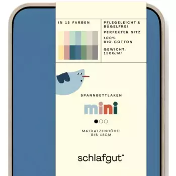 Простыня Schlafgut «Casual Mini», для детей, СДЕЛАНО В ЗЕЛЕНОМ цвете от OEKO-TEX, цвет Blue Mid