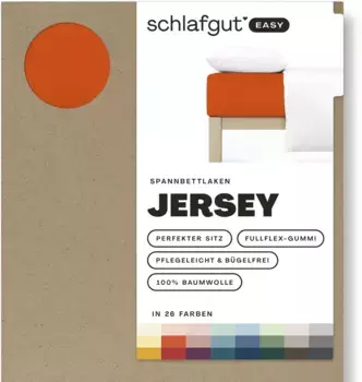 Простыня Schlafgut "EASY из 100% хлопка, мягкая и впитывающая, фирменная простыня", для матрасов высотой до 22 см, размером 90x200, 140x200 или 180x200 см 120-130х200 см, 1 шт., цвет Red Mid