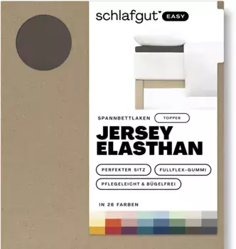 Простыня Schlafgut "EASY Jersey Elastane Topper", СДЕЛАНО В ЗЕЛЕНОМ цвете от OEKO-TEX 120-130х200-220 см, 1 шт., цвет Sand Deep