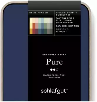 Простыня Schlafgut Pure 180-200х200-220 см, синий